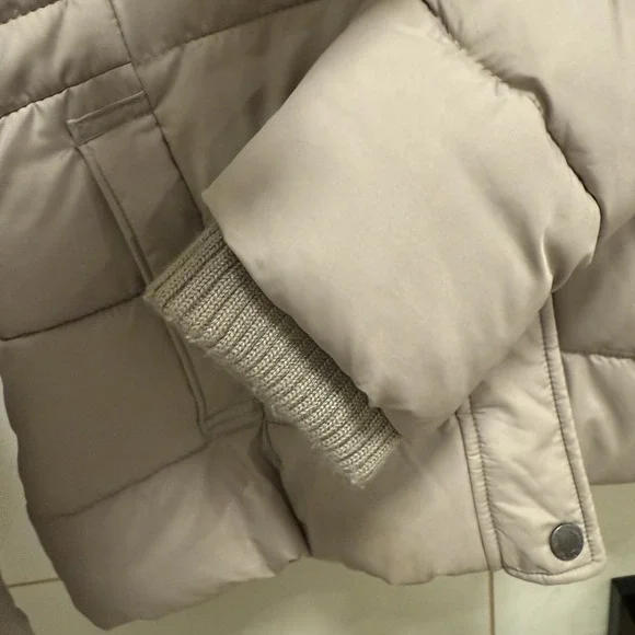 Abercrombie & Fitch Women Puffer Jacket Hooded Beige XS - Picture 4 of 7